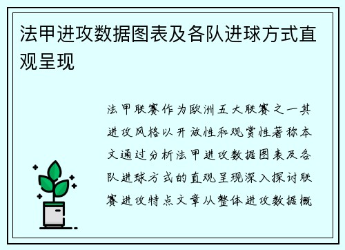 法甲进攻数据图表及各队进球方式直观呈现